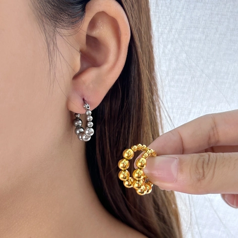 Orecchini a Cerchio con Perle Graduate in Acciaio Inossidabile Minimalista per Donna Moda Europea Gioielli Tondi Semplici Geometrici Regalo