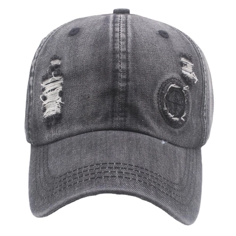 Distressed Washed Denim Baseball Cap Rissige Baumwolle Atmungsaktiv Vintage Sonnenschutz Hut Für Männer Frauen Verstellbar
