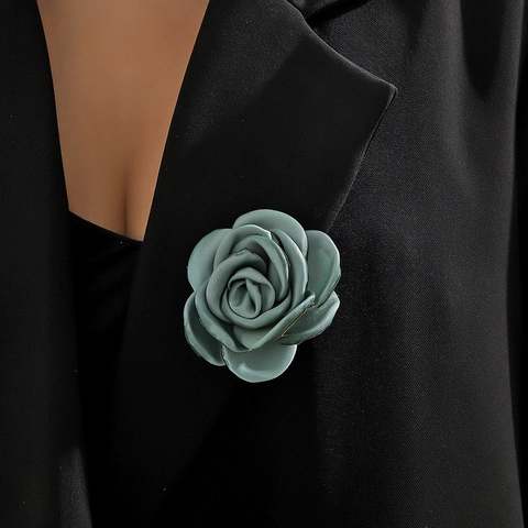 Vintage Stoff Rose Blume Brosche Handgefertigt Satin Satin Kamelie Anstecknadel Elegante Kleid Anzug Accessoires Für Damen