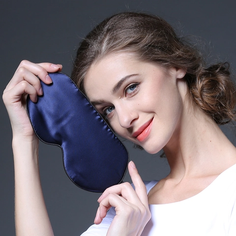 Mulberry Satin Sleeping Eye Mask Double Sided Blackout Breathable Smooth Blindfold With Adjustable Elastic Strap For Travel