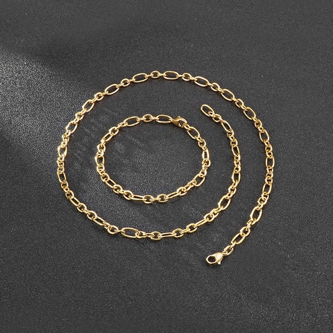 Collar Y Pulsera Hip Hop Acero Inoxidable Cadena Figaro Joyería Para Hombres Mujeres Estilo Punk Acero Titanio