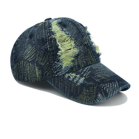 Distressed Denim Baseball Cap Washed Cotton Ripped Retro Adjustable Streetwear Sun Hat For Men And Women