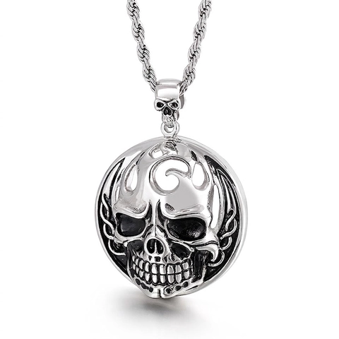 Retro Skull Head Pendant Men Stainless Steel Punk Gothic Hip Hop Rock Style Jewelry Charm Accessory Casting Craft