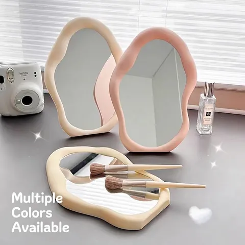 Specchio Da Trucco Irregolare Nuvola Ondulato Plastica Scrivania Pieghevole Specchio Cosmetico Da Parete