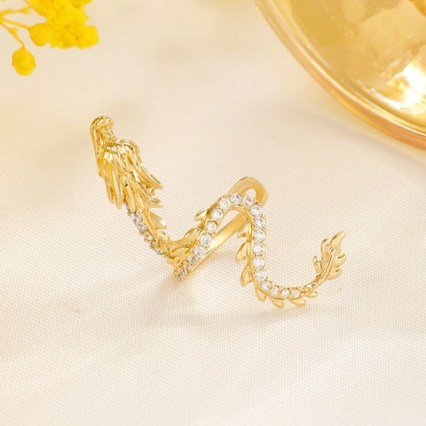 Chinesischer Stil Drache Ohrknochen Clip Legierung Zirkonia Strass Gold Silber Plattiert Ohrklemme Ohne Ohrloch Ohrring Für Damen Herren