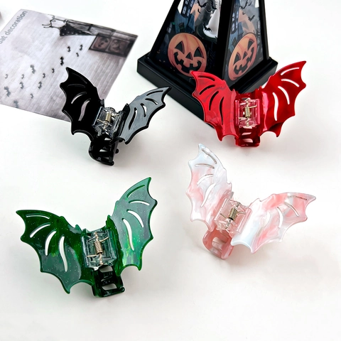 Pince À Cheveux Chauve-Souris Halloween Acétate Plastique Résine Forme D'aile Épingle À Cheveux Gothique Pour Femmes Filles Accessoires