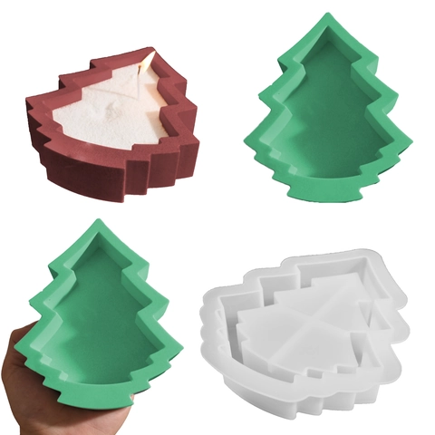 Stampo In Silicone Albero Di Natale DIY Candela Gesso Resina Vassoio Portaoggetti Design A Gradini Decorazione Festa Casa