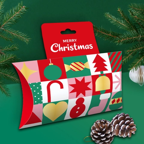 Scatole Regalo Natale Cuscino Cartoncino Bianco Pieghevole Confezione Per Caramelle Decorazioni Babbo Natale Pupazzo Neve