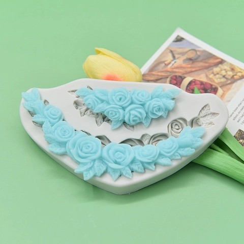 Molde De Silicona De Flor De Rosa Para Fondant Chocolate Yeso De Aromaterapia Decoración De Bordes De Pastel Relieve Floral