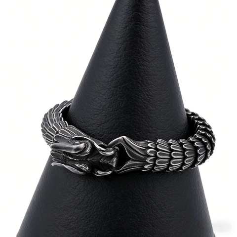 Men's Dragon Scale Bracelet Stainless Steel Vintage Punk Hip Hop Jewelry Dragon Head Clasp