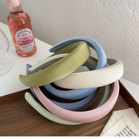 Handmade Padded Wide Headband Solid Color Fabric Hair Hoop High Cranial Top Simple Style Hair Accessory For Women Girls