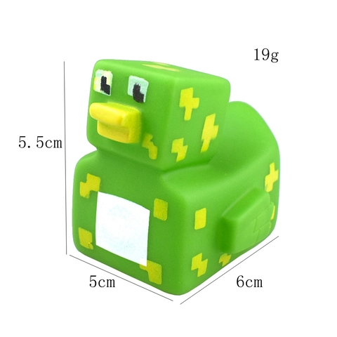 Pixelated Square Rubber Duck Bath Toys Soft Vinyl Squeaky Tub Play Game For Toddlers Kids Colorful Cube Shape