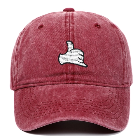 Shaka Gesture Hand Sign Embroidery Baseball Cap Washed Cotton Vintage Adjustable Sunshade Outdoor Hat Casual Unisex