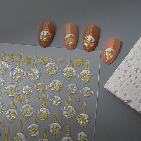 5D Reliëf Nagelstickers Kerst Sneeuwvlokken Sterren Laser Holografische Waterdichte Zelfklevende Decals Voor Manicure