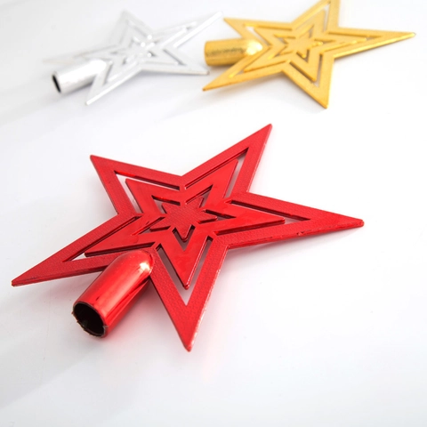 Puntale Per Albero Di Natale Stella Plastica Glitter Vuoto Pentagramma A Strati Decorazione Per Feste Lucido