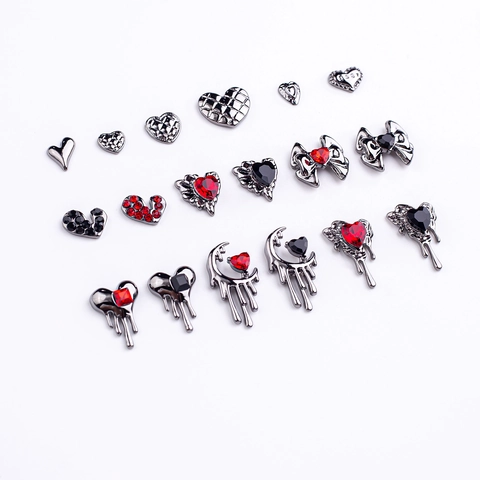Ciondoli Per Nail Art A Cuore Gotico Lega Strass Luna Fiocco Stile Punk Scuro Decorazioni Accessorio