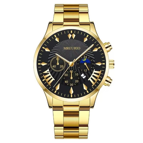 Herren Business Quarzuhr Edelstahlarmband Legierungsgehäuse Multifunktionskalender Zifferblätter Mode Luxus Armbanduhr