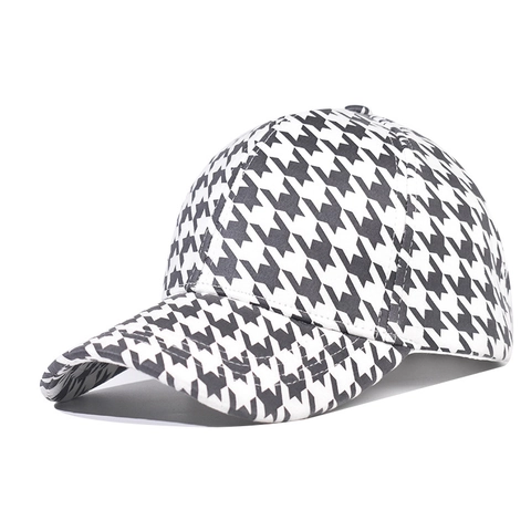 Houndstooth Baseball Kappe Polyester Vintage Retro Winter Warm Verstellbarer Hut Für Damen Herren