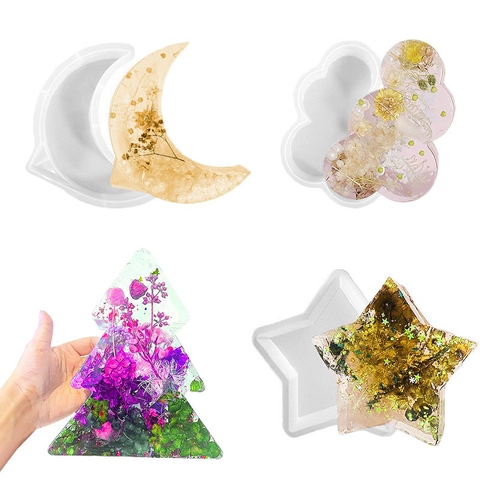 Silicone Molds For Resin Casting Christmas Tree Moon Star Cloud Shapes DIY Desktop Decorative Night Light Lamp Base