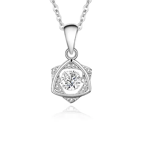 925 Sterling Zilver Dansend Hart Moissaniet Hexagram Ketting Voor Vrouwen Geometrische Zirconia Ingelegd Wit Rozegoud Sieraden