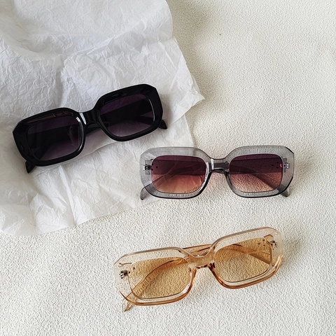 Quadratische Sonnenbrille Mode Dicker Rahmen Vintage UV400 Schutz Harz Material Nietendekoration Retro Brillen Für Frauen