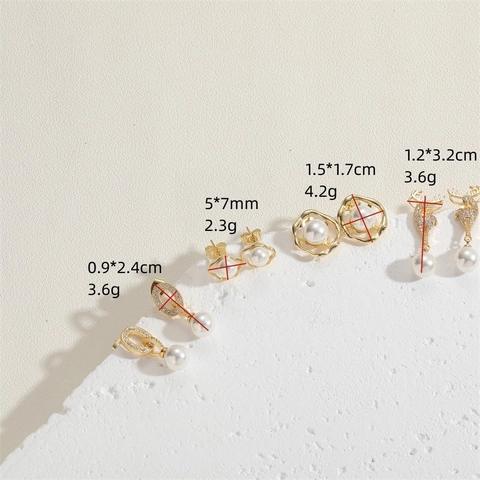 Elegante Koperen Zirconia Kunstparel Oorknopjes Voor Vrouwen Verguld Hert Wolk Geometrische Mode Sieraden Oorbellen Cadeau
