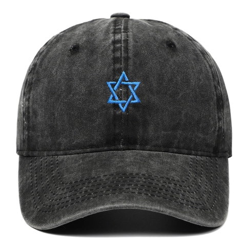 Casquette De Baseball En Coton Lavé Avec Broderie Étoile De David Style Vintage Délavé Respirant Chapeau Réglable Extérieur