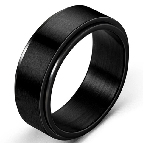 Vintage Stainless Steel Spinner Ring For Men Women Rotatable Matte Finish Black Silver Tone Plain Band Jewelry Comfort Fit