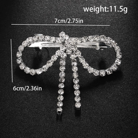Elegant Butterfly Bow Hair Clip With Rhinestone Long Tassels Dangle Sweet Metal Spring Clip For Women