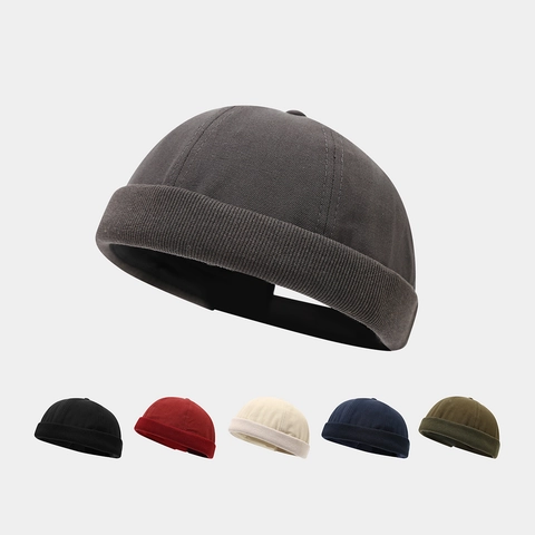 Gorro Docker Retro Gorra Sin Ala Miki Hat Lona De Algodón Ajustable Color Sólido Estilo Japonés Unisex Casual