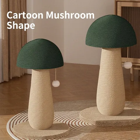 Mushroom Cat Scratching Post Natural Sisal Rope Interactive Hanging Ball Wear Resistant Kitten Claw Grinder Decorative