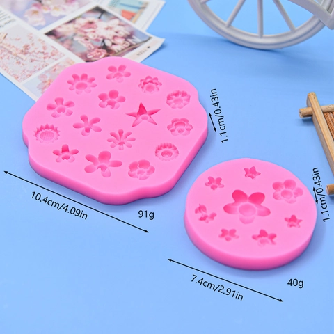 Silikon Blumenform 3D Mehrfach Pink Für Fondant Kuchendekoration DIY Kunstharz Handwerk Schokolade Backen Aromatherapie