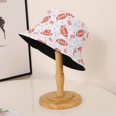 Reversible Bucket Hat Polyester Sun Protection Outdoor Travel Casual Multi Print US Flag Elephant Pattern
