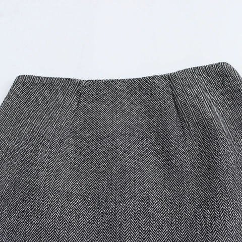 Elegant Dames Polyester Visgraat Tweed Rokpak Blazer Jas En Minirok Professionele OL Stijl Contrast Kraag