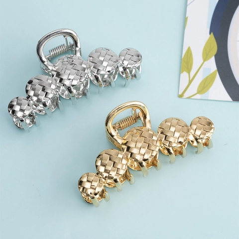 Metall Haarklammer Webstruktur Rundes Design Starker Halt Minimalistisch Elegante Haarnadel Für Frauen Tägliches Accessoire