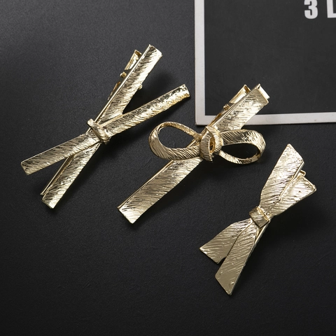 Pinzas Para El Cabello De Metal Con Lazo Elegantes Horquilla De Aleación Cepillada Estilo Vintage Para Mujeres Niñas