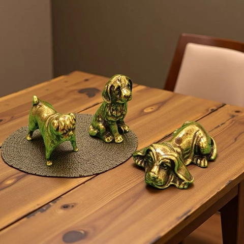 Statuette In Miniatura Di Cani In Lega Di Ottone Vintage Statue Di Animali Retrò Decorazione Da Tavolo Ornamenti Dello Zodiaco