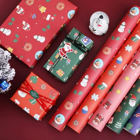 Carta Da Regalo Natale Carta Kraft Decorativa Per Regali Festivi Fai Da Te DIY Motivi Babbo Natale Renna Cartone Animato