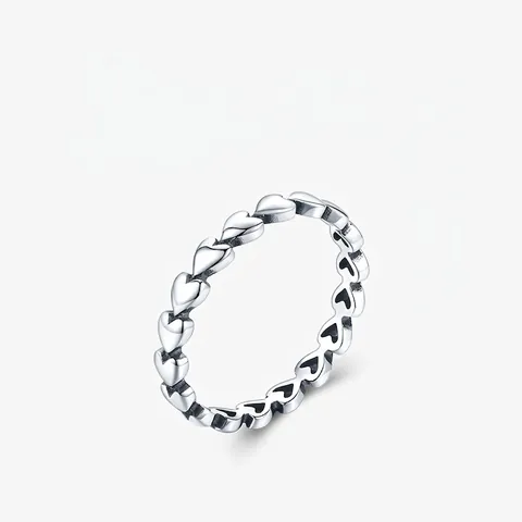 Minimalistischer Herzring 925 Sterlingsilber Hohle Kontinuierliche Herzen Stapelbarer Band Schmuck Für Damen