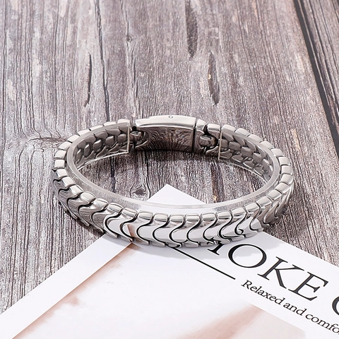 Bracciale Da Uomo In Acciaio Inossidabile Catena A Maglie Meccaniche Stile Punk Industriale Gioielli Opaco Lucido