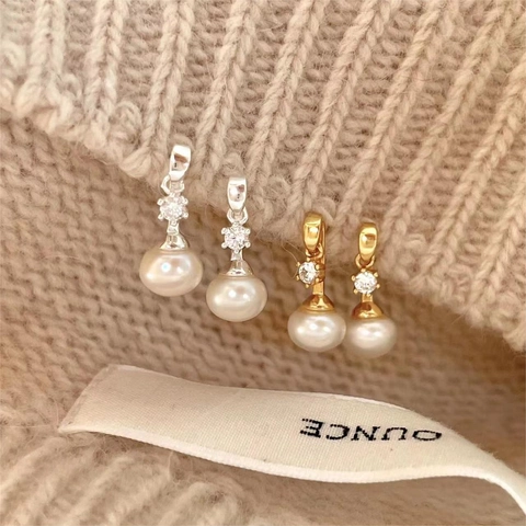 Künstliche Perlen Tropfen Ohrringe Mit 925 Sterling Silber Stecker Zirkonia Elegant Süßer Schmuck Für Damen