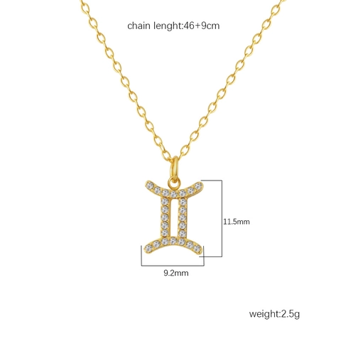 Sternzeichen Sternbild Anhänger Halskette Edelstahl 18K Vergoldet Zirkonia Inlay Zwölf Sternzeichen Mode Schmuck
