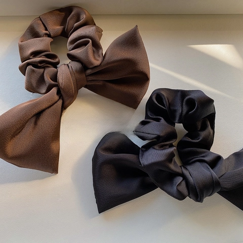 Scrunchie De Satén Con Lazo Estilo Francés Elegante Gran Lazo Elásticos Para El Cabello Cinta De Satén Para Coletas Mujeres