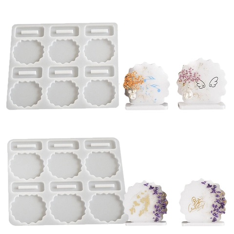 Silicone Mold DIY Resin Photo Frame Coaster Display Stand Irregular Wavy Border Crafting Tool Handmade Home Decor