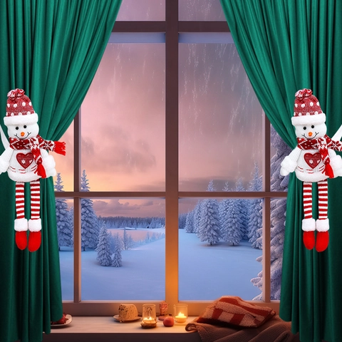 Kerst Gordijn Gesp Tieback Kerstman Sneeuwpop Rendier Gebreid Pluche Lange Benen Feestelijke Huisdecoratie