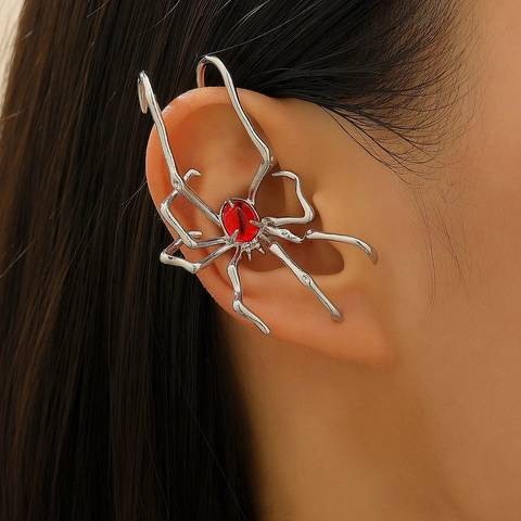 Pendientes de Manguito de Araña de Aleación Gótica Con Diamantes de Imitación Rojos Negros Verdes Joyería Punk de Halloween