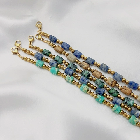 Pulsera De Cuentas Bohemia Piedra Natural Acero Inoxidable Ajustable Joyería Étnica Vintage Para Mujeres Hombres