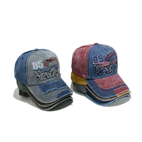 Vintage Washed Cotton Baseball Cap New York Embroidered Distressed Retro Adjustable Hat Streetwear For Men Women