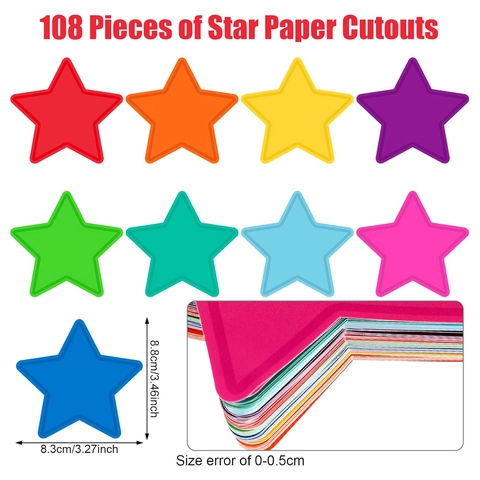Colorful Star Cutouts Paper Star Shapes For Classroom Bulletin Board Party Wall Decoration Multi Color Decor