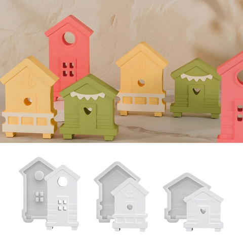 House Shape Silicone Mold Seaside Cottage DIY Resin Casting Plaster Handmade Home Decor Architecture Ornament Crafts